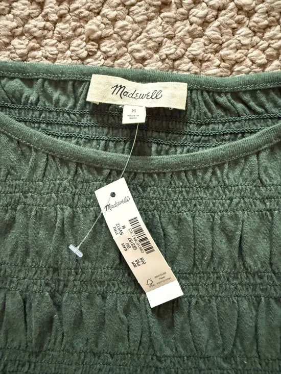Madewell Green Smocked Boatneck Tank - Picture 2 of 2